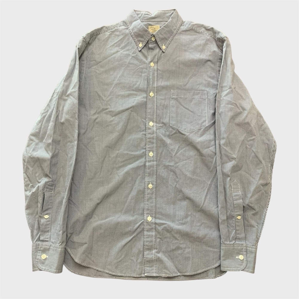 J Crew Men's Medium Button Down Shirt Blue‎ White Gingham Cotton 2-Ply Classic